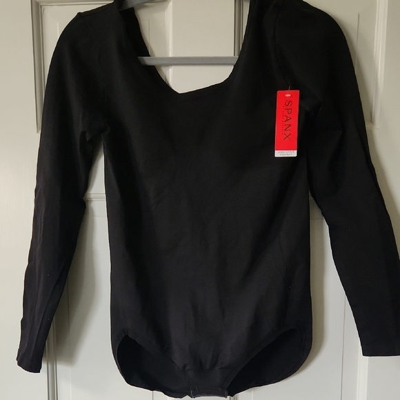 SPANX Tops - NWT spanx scoop neck black women's body suit.  Never worn.